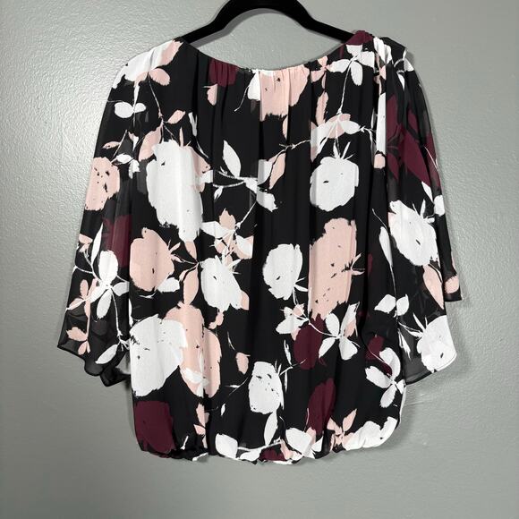 Vince Camuto Women's Black & Pink Floral Romantic Boho Top - Size XS - Career - Picture 7 of 7